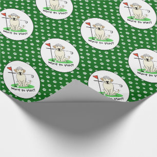 Golf Golfing Yellow Lab Labrador Retriever Dog Wrapping Paper