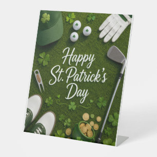 Golf good luck golfing with shamrock St. Patrick's Pedestal Sign