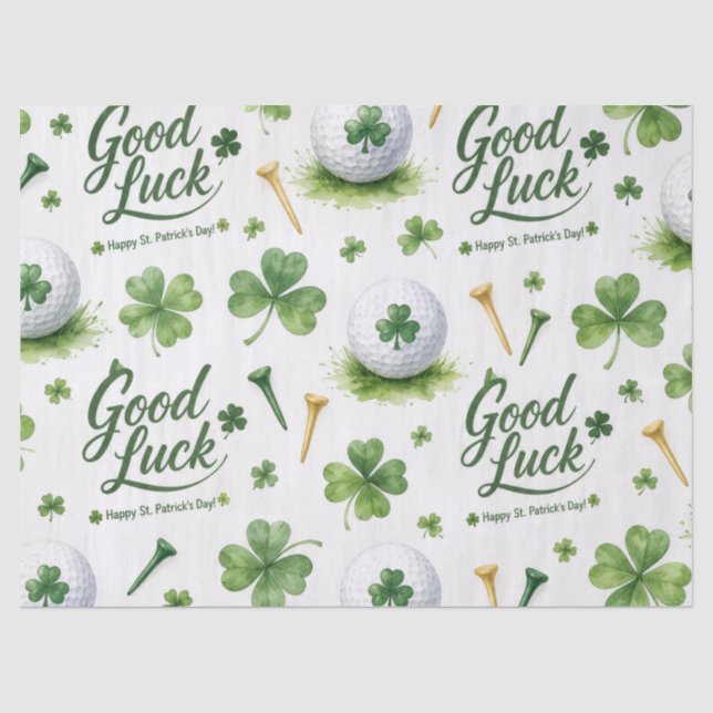 Golf Good Luck  with shamrock  St. Patrick's Day   Tissue Paper (Front)