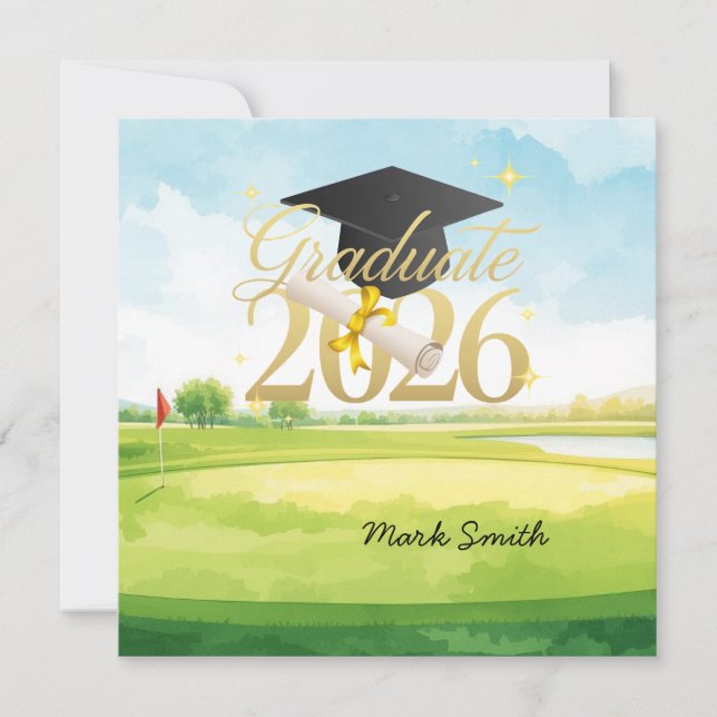 Golf Graduation Congratulations 2026 Card (Front)