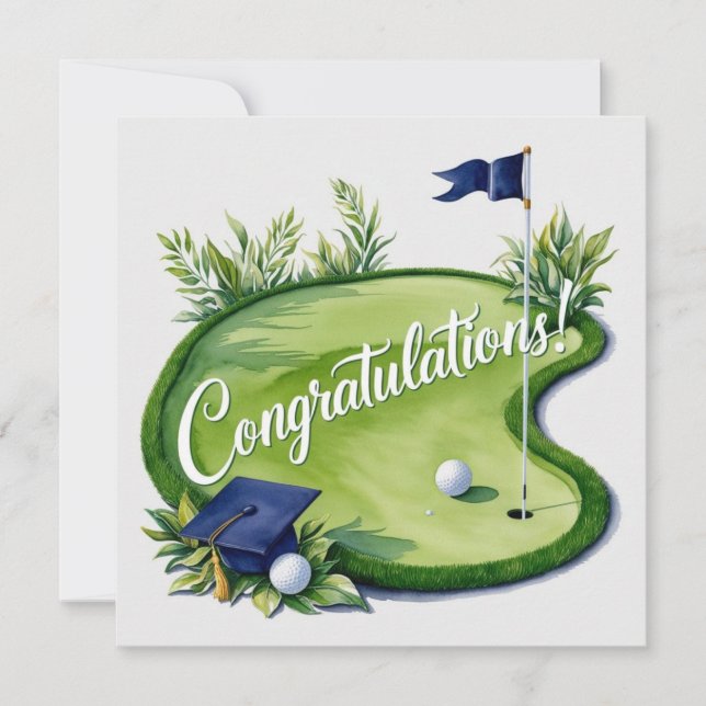 Golf Graduation Congratulations on putting green Card (Front)