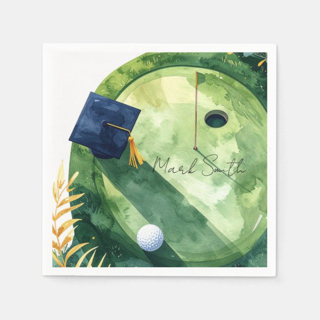Golf Graduation Congratulations on putting green Napkin (Front)