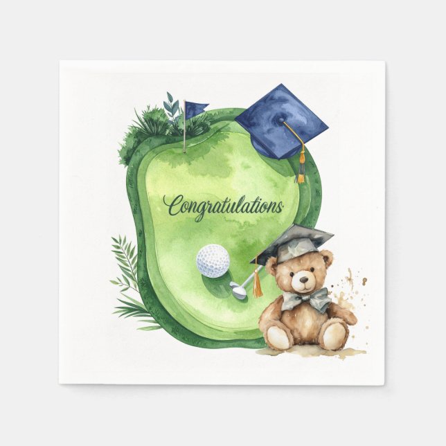 Golf Graduation Congratulations on putting green Napkin (Front)