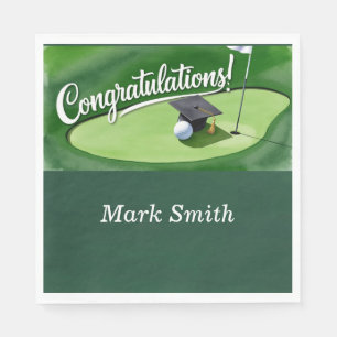 Golf Graduation Congratulations Party on green Napkin