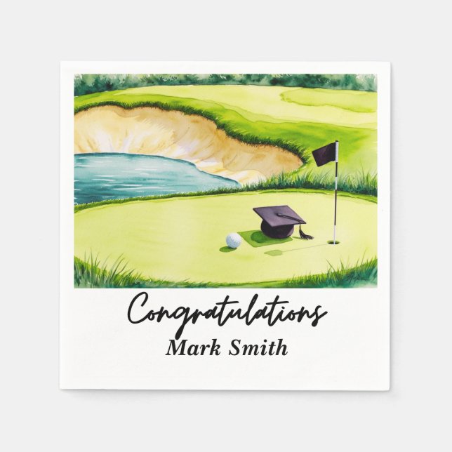 Golf Graduation for golfer on golf course  Napkin (Front)