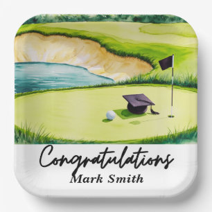 Golf Graduation for golfer on golf course  Paper Plate