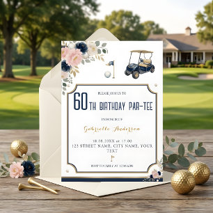 Golf Graduation Par-Tee Green Argyle Watercolor Invitation
