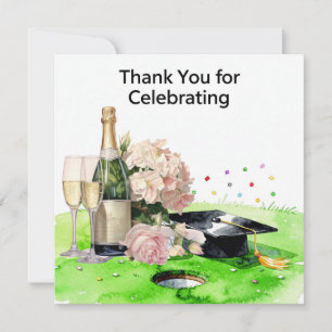 Golf Graduation Thank You Card on Putting Green
