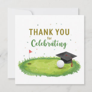 Golf Graduation Thank You Card on Putting Green