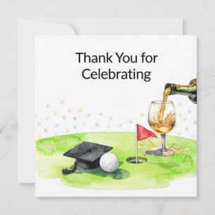 Golf Graduation Thank You Card on Putting Green
