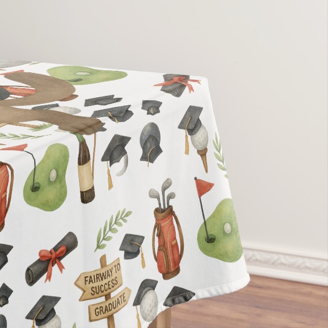 Golf Graduation themed for Cat Lover Golfer Tablecloth (In Situ)