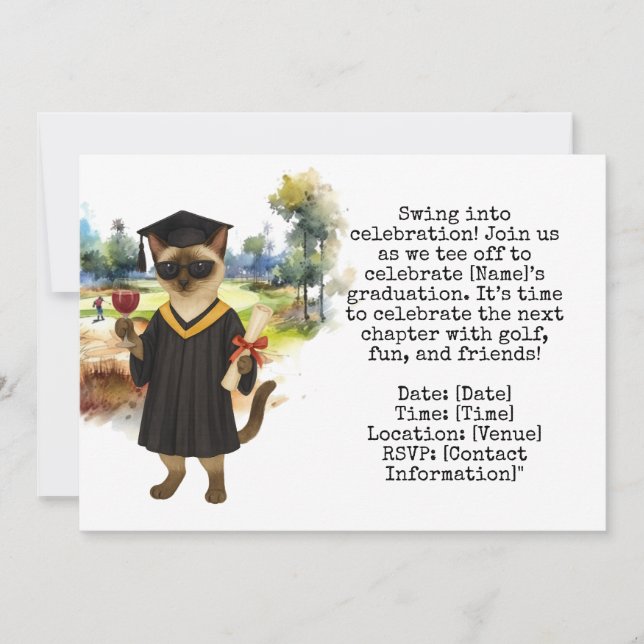 Golf Graduation themed  Invitation (Front)