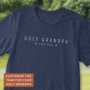 Golf Grandpa Fathers Day Custom Year Modern White Tri-Blend Shirt