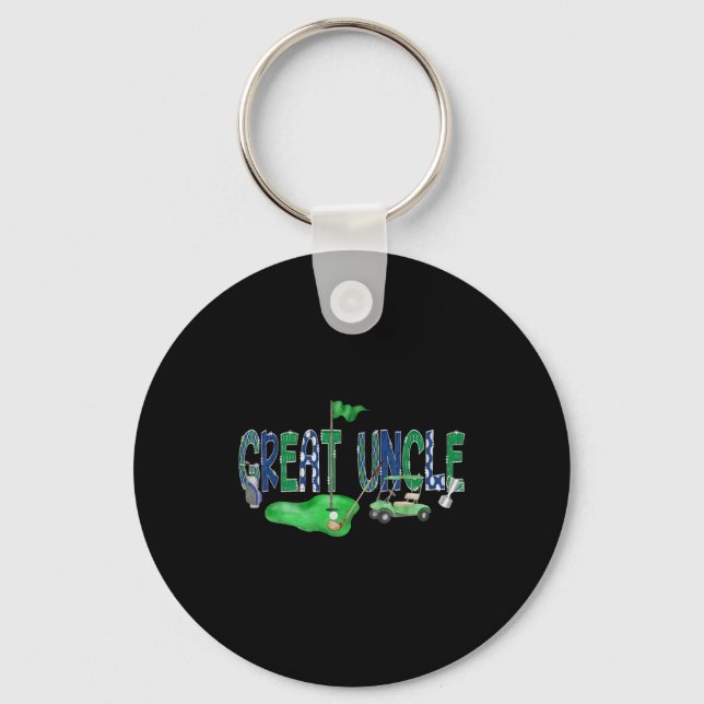 Golf Great Uncle Hole In One Golf 1st Birthday Boy Key Ring (Front)
