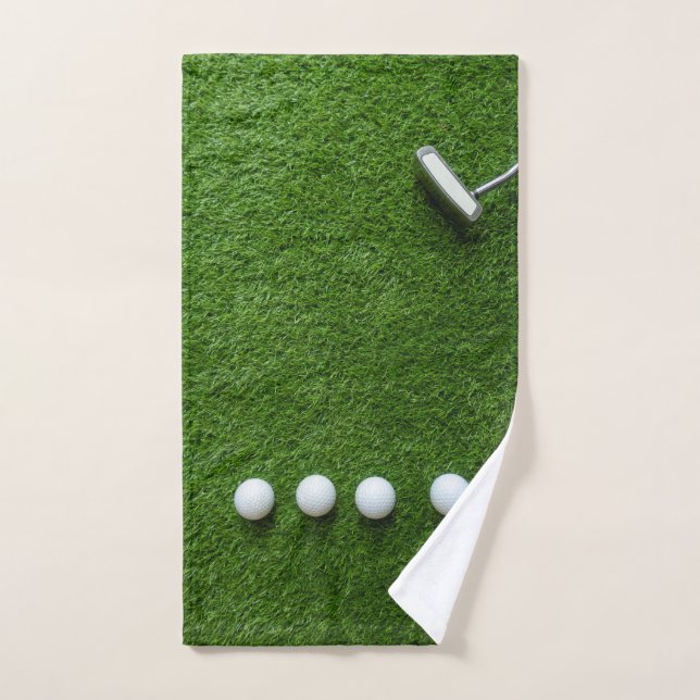 Golf Green grass with golf balls Hand Towel (Hand Towel)