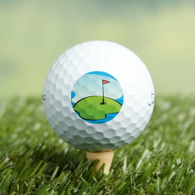 Golf Green Hole In One Flag Golf Balls (Insitu Tee)