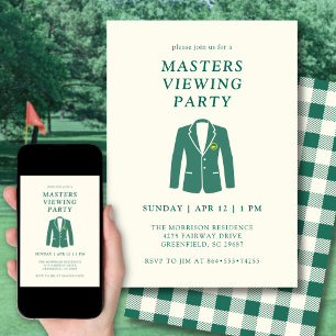 Golf Green Jacket Masters Viewing Watch Party Invitation