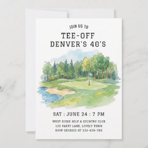 Golf Green Tee Off Birthday Celebration Invitation