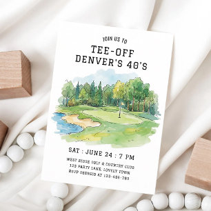 Golf Green Tee Off Birthday Celebration Invitation