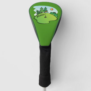 Golf Green with Flag and Ball Head Cover