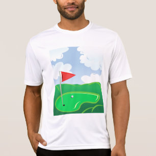 Golf Green with Red Flag and Ball T-Shirt