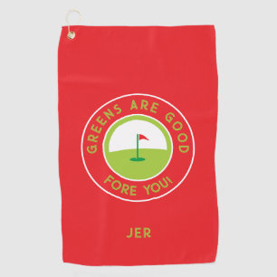 Golf Greens Fore Golfer Humour Funny Custom Red Towel