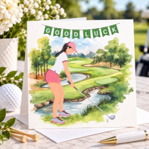 Golf greeting golf ball good luck for lady golfer