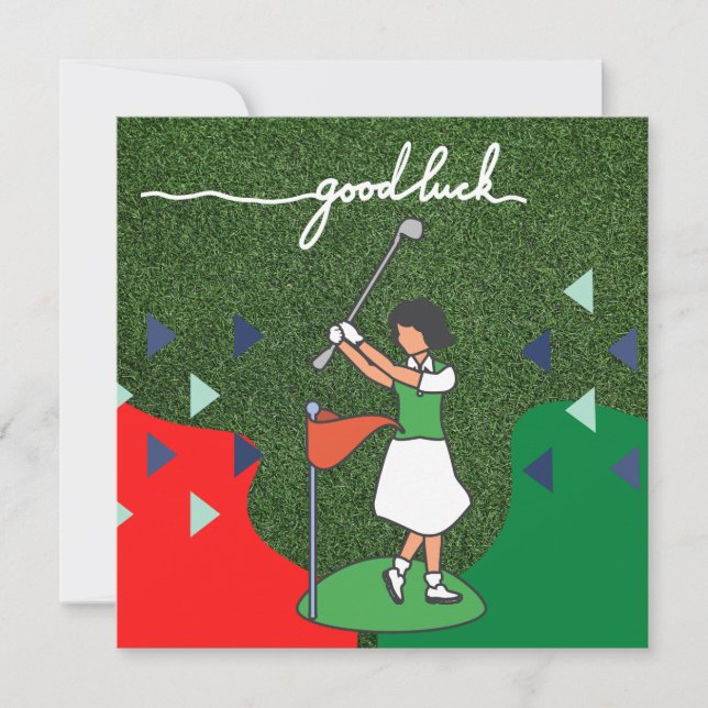 Golf greeting golf ball good luck for lady golfer  (Front)