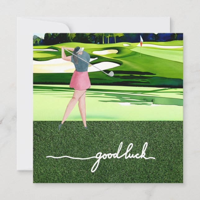Golf greeting golf ball good luck for lady golfer  (Front)
