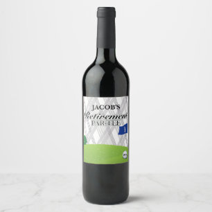 Golf, Grey Plaid Retirement Party Wine Label