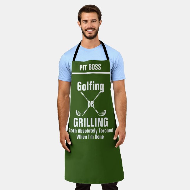 Golf Grill Master Apron - Funny Course Gift (Worn)