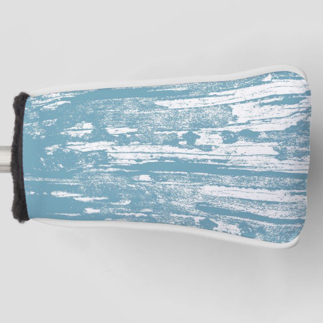 GOLF- Grunge, Worn, Faded, Blue White, Cool Golf Head Cover (Front)