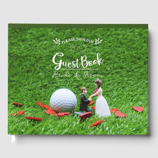 Golf guest book with golf ball for golfers Wedding (Front)