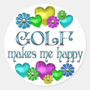 Golf Happiness Classic Round Sticker