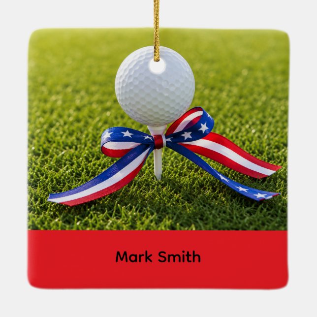 GOLF Happy 4th July for Golfer Ceramic Ornament (Back)
