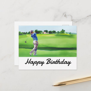 Golf Happy Birthday Golfer Golfing Postcard