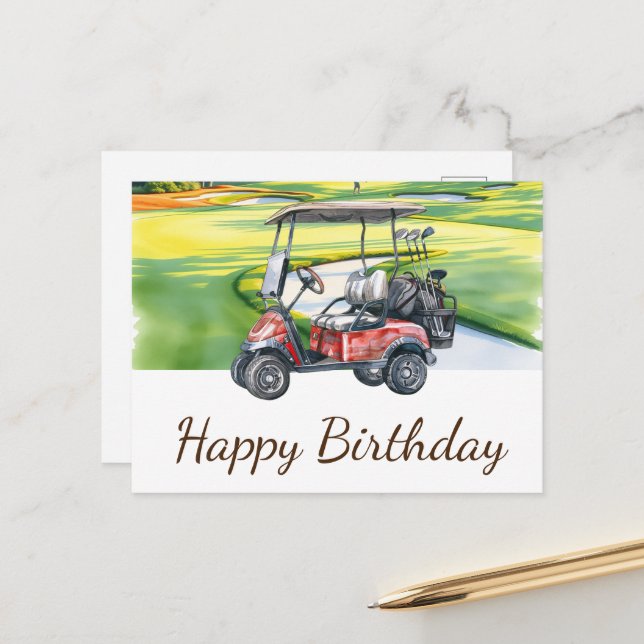 Golf Happy Birthday Golfer Golfing Postcard (Front/Back In Situ)