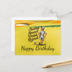 Golf Happy Birthday Golfer Golfing Postcard