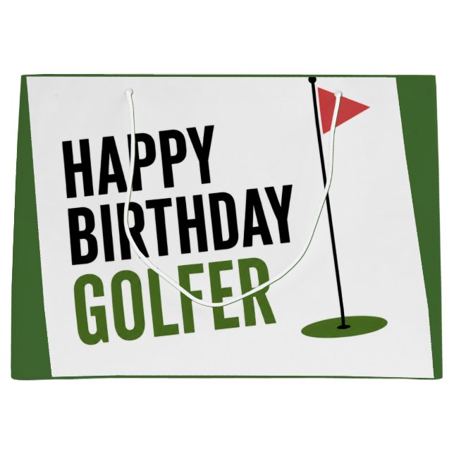 Golf Happy Birthday Golfer Large Gift Bag (Front)