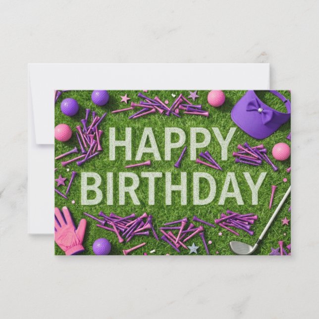 Golf Happy Birthday on Green  Card (Front)