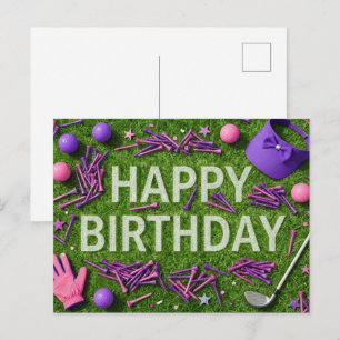 Golf Happy Birthday on Green  Postcard