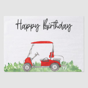 Golf Happy Birthday with golf cart Wrapping Pape Tissue Paper