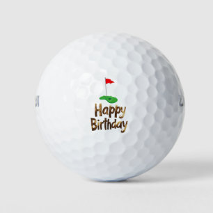 Golf Happy Birthday with Golf Flag Balls