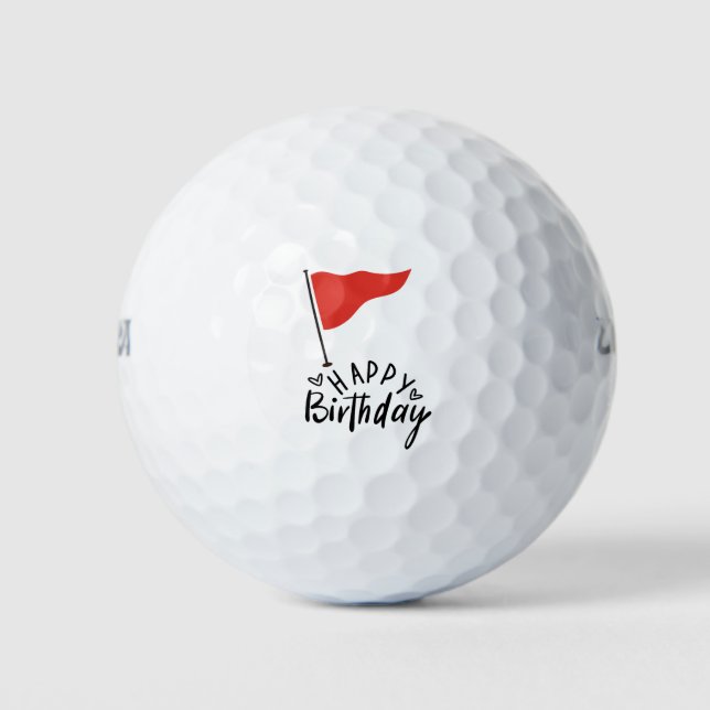 Golf Happy Birthday with golf flag Golf Balls (Front)