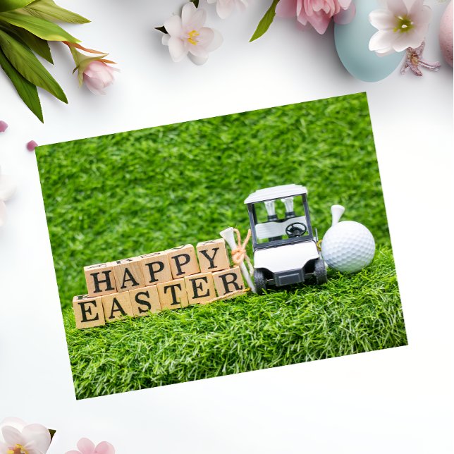 Golf Happy Easter to golfer with golf ball & cart  Postcard (Creator Uploaded)