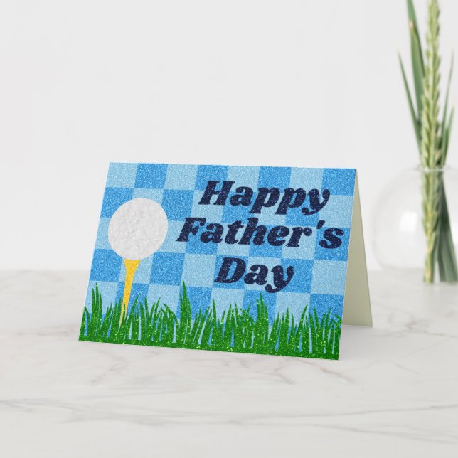Golf Happy Father's Day Glitter Card (Front)