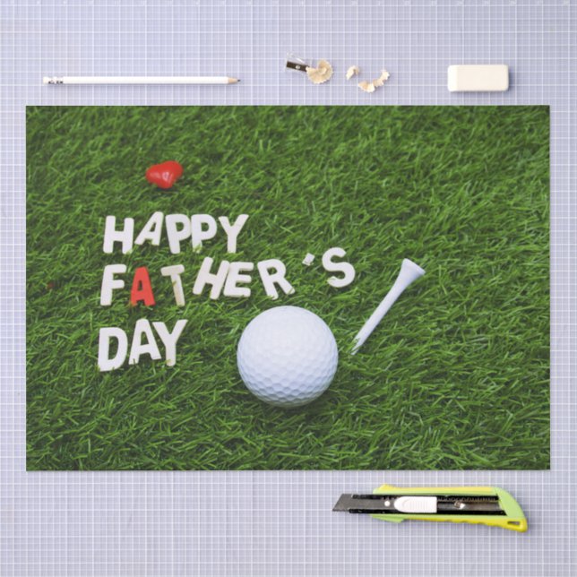Golf Happy Father's Day on green grass Tissue Paper (Craft)