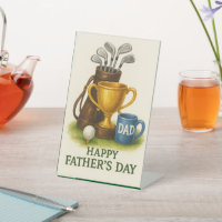 Golf Happy Father's Day with Trophy and Golf Ball 