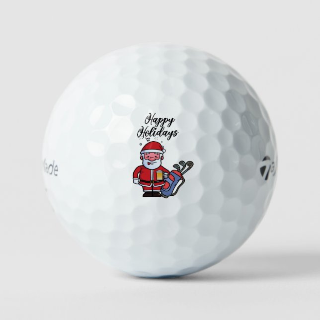 Golf Happy Holiday with Santa Claus Christmas Golf Balls (Front)