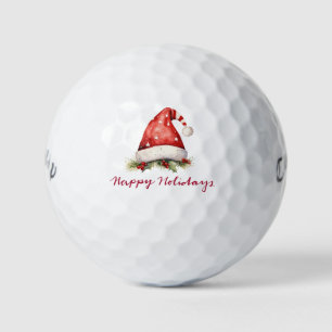 Golf Happy Holidays with Santa Hat Balls